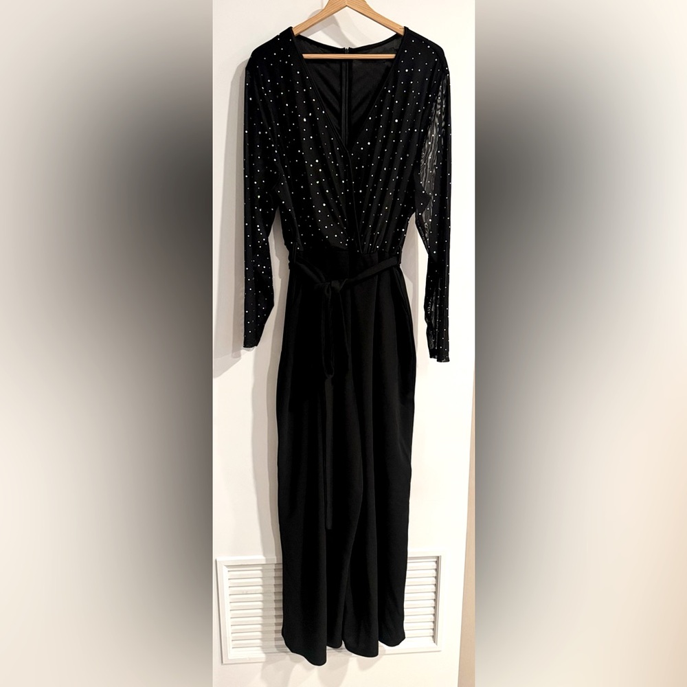 Black Long Sleeve Jumpsuit with Pockets